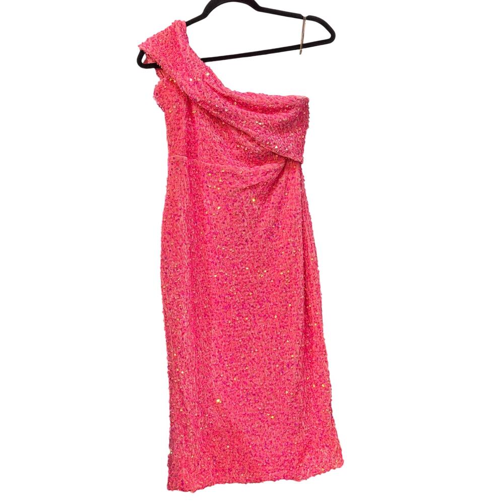$109 Miss Ord Pink One Shoulder Sequin Dress XL NWT